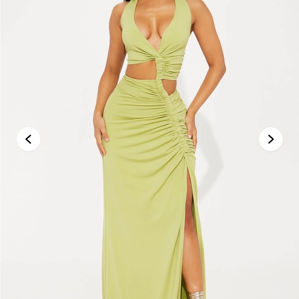 Fashion Nova Lime Backless Maxi Dress